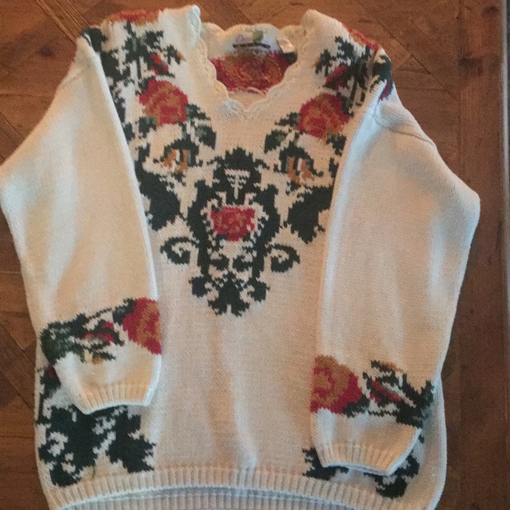 Vintage v neck knit sweater